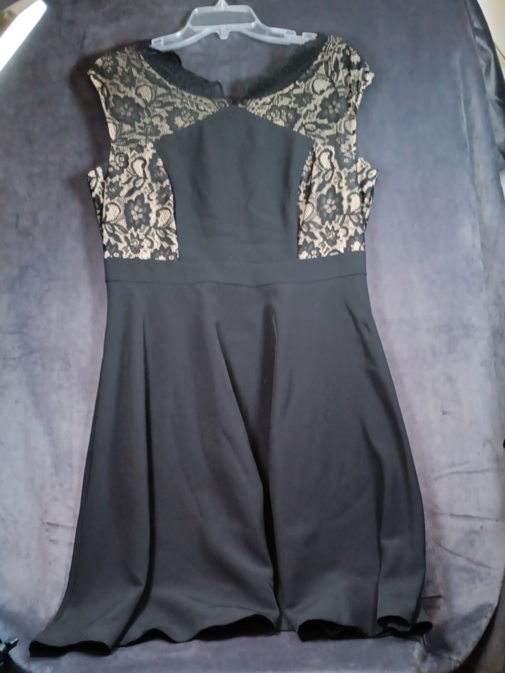 London Style Black Dress with Cream Lace Yoke